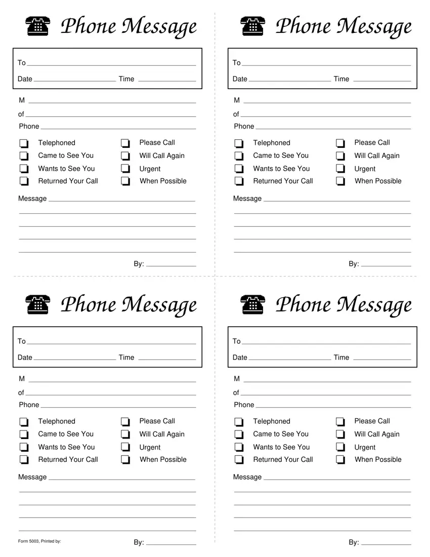 Phone Message Slips ≡ Fill Out Printable Pdf Forms Online pertaining to Free Printable Phone Message Template