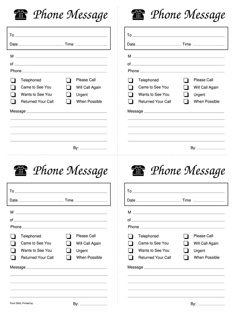 Phone Message Template - Fill Online, Printable, Fillable, Blank inside Free Printable Phone Message Template