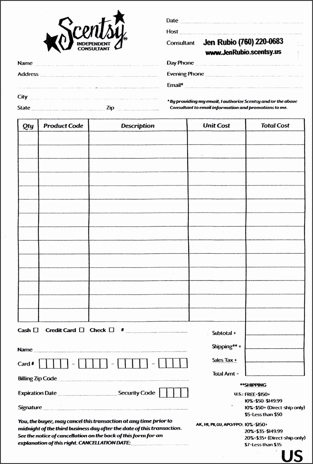 Photo Order Form with Free Printable Scentsy Order Forms