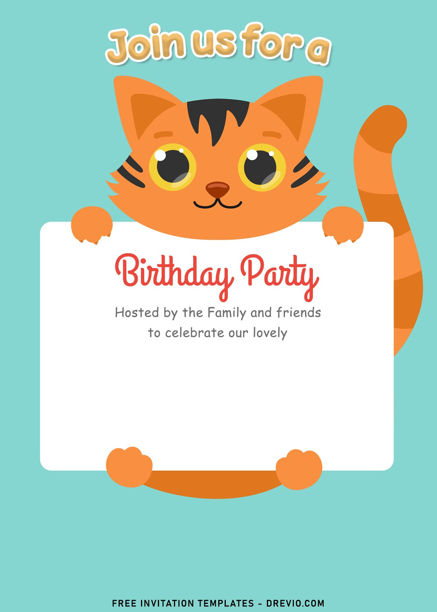 Pin Di Guardado Rápido regarding Free Printable Kitten Birthday Invitations