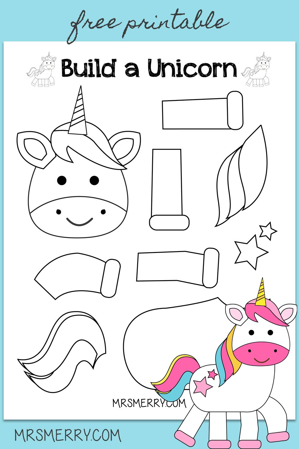 Pin Em Mrs. Merry with Free Printable Unicorn Template