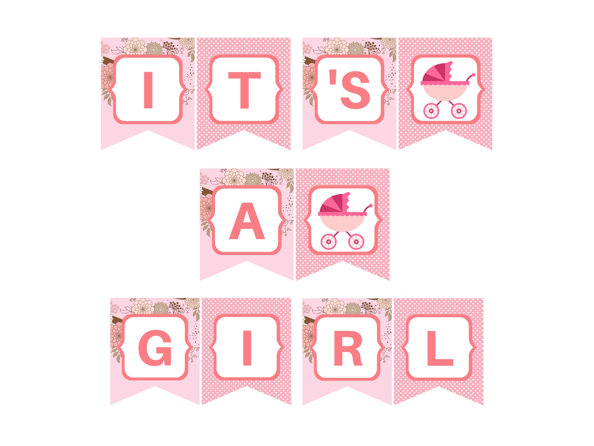 Pink Carriage It&amp;#039;S A Girl Banner - Magical Printable in Baby Girl Banner Free Printable