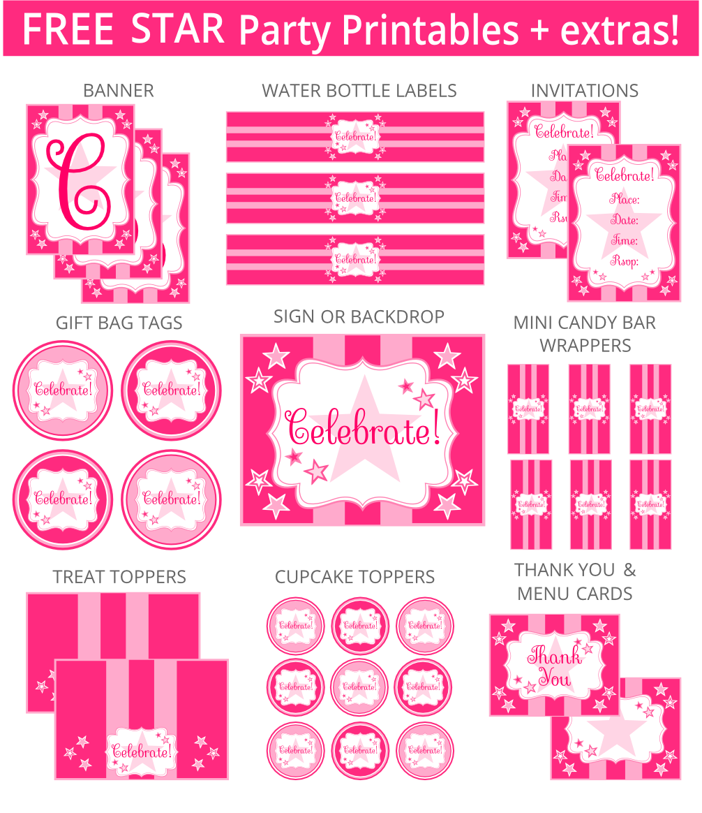 Pink Star Party Printables | American Girl Parties, American Girl throughout American Girl Party Invitations Free Printable