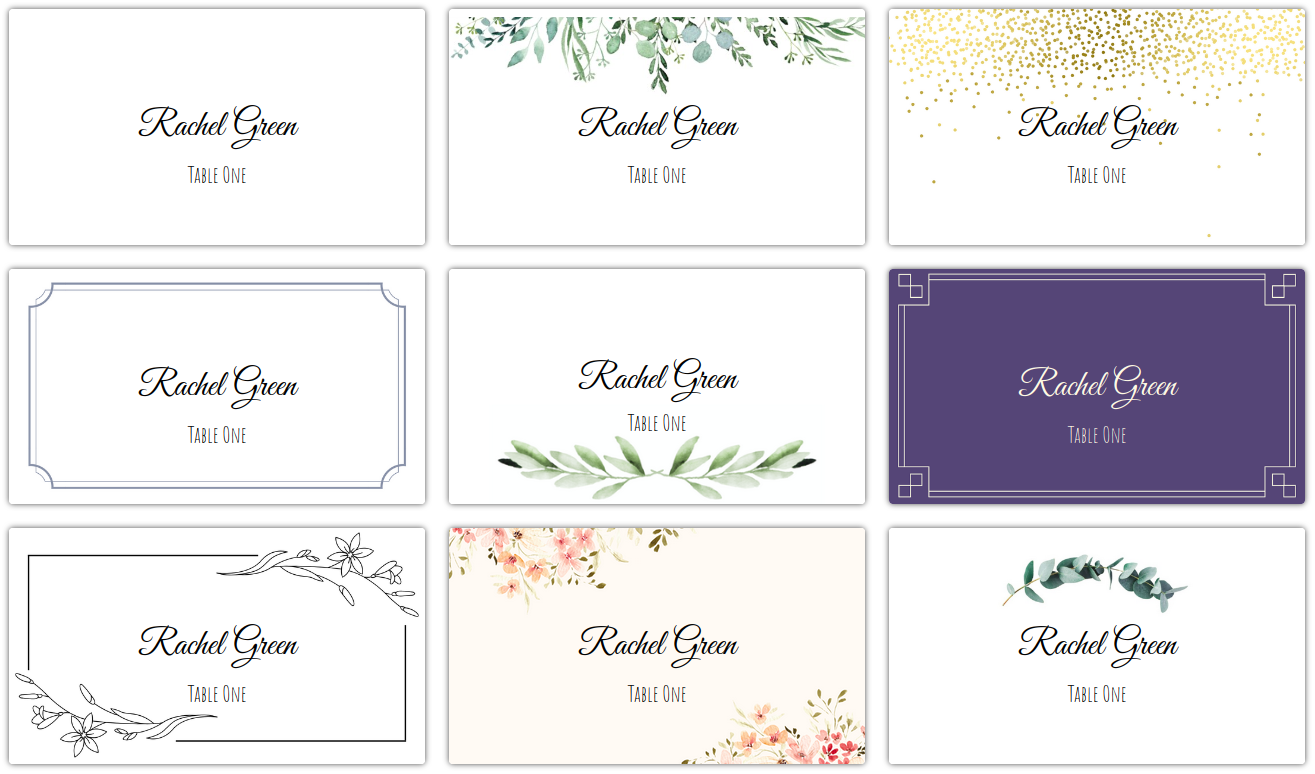 Place Card Me - A Free And Easy Printable Place Card Maker For inside Free Printable Place Cards Template