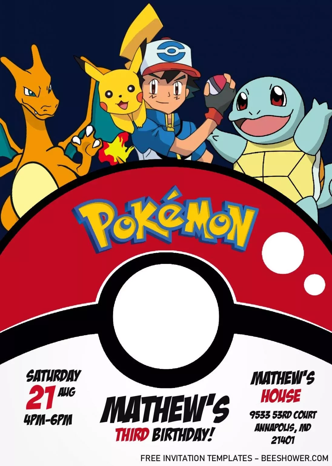 Pokemon Invitation Templates - Editable With Ms Word with Pokemon Invitations Printable Free