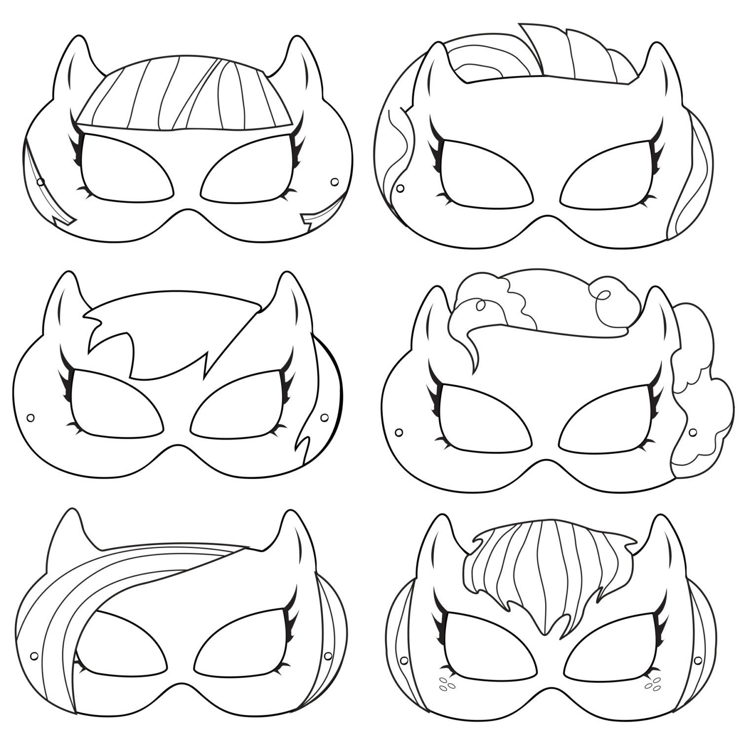 Pony Printable Coloring Masks Pony Costume Pony Masks Pony - Etsy intended for Free My Little Pony Printable Masks