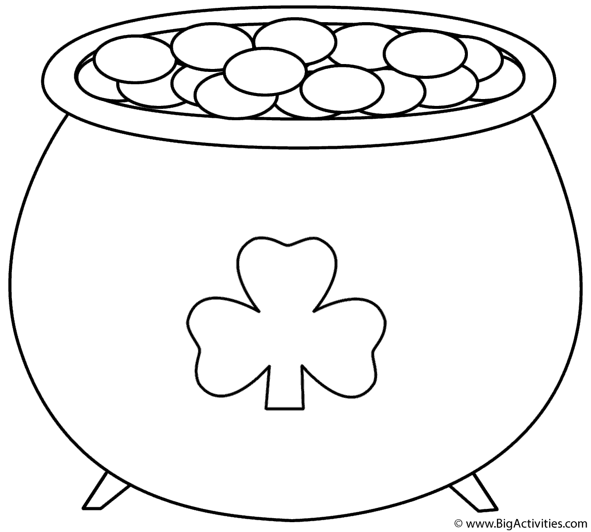 Pot Of Gold With Shamrock #2 - Coloring Page (St. Patrick&amp;#039;S Day) intended for Pot of Gold Template Free Printable