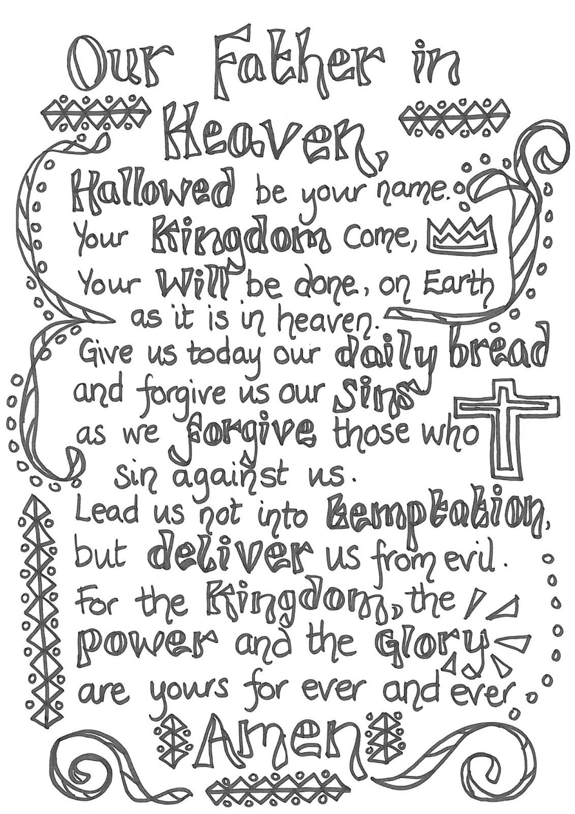 Prayer Coloring - Our Father | Lords Prayer Crafts, Prayer Crafts with Free Printable Lord&amp;amp;#039;s Prayer Coloring Pages