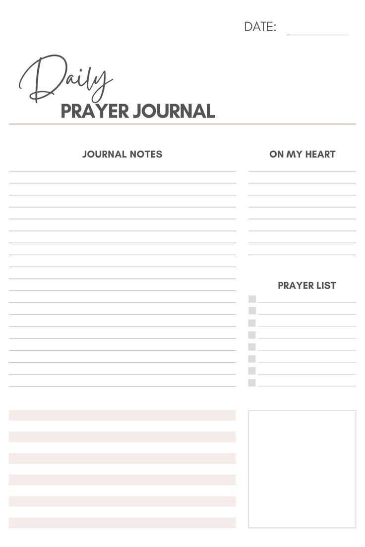 Prayer Journal Template: Your Daily Journal Layout Free Printables pertaining to Free Printable Prayer List