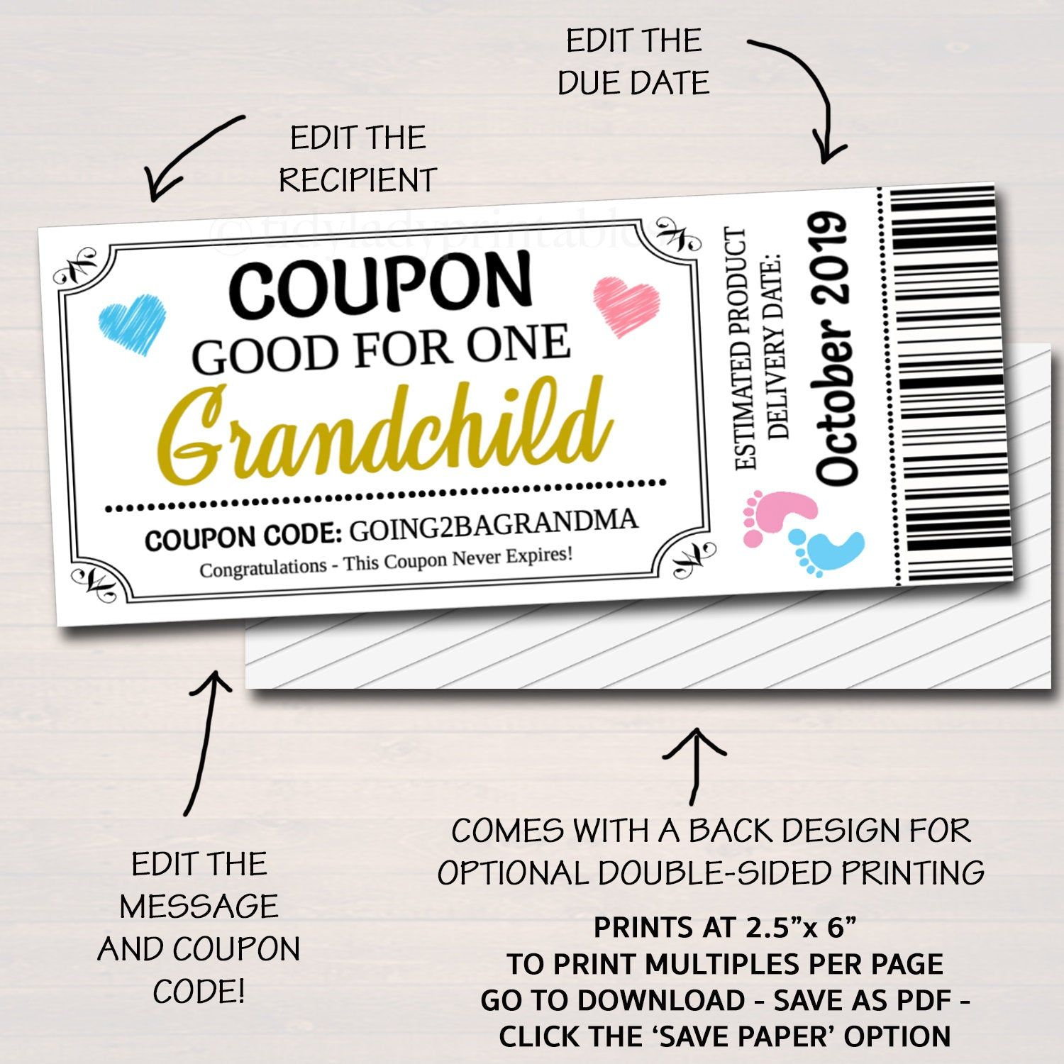 Pregnancy Announcement Coupons, , Printable Coupons, Good For One for Free Printable Coupons Without Downloading Coupon Printer