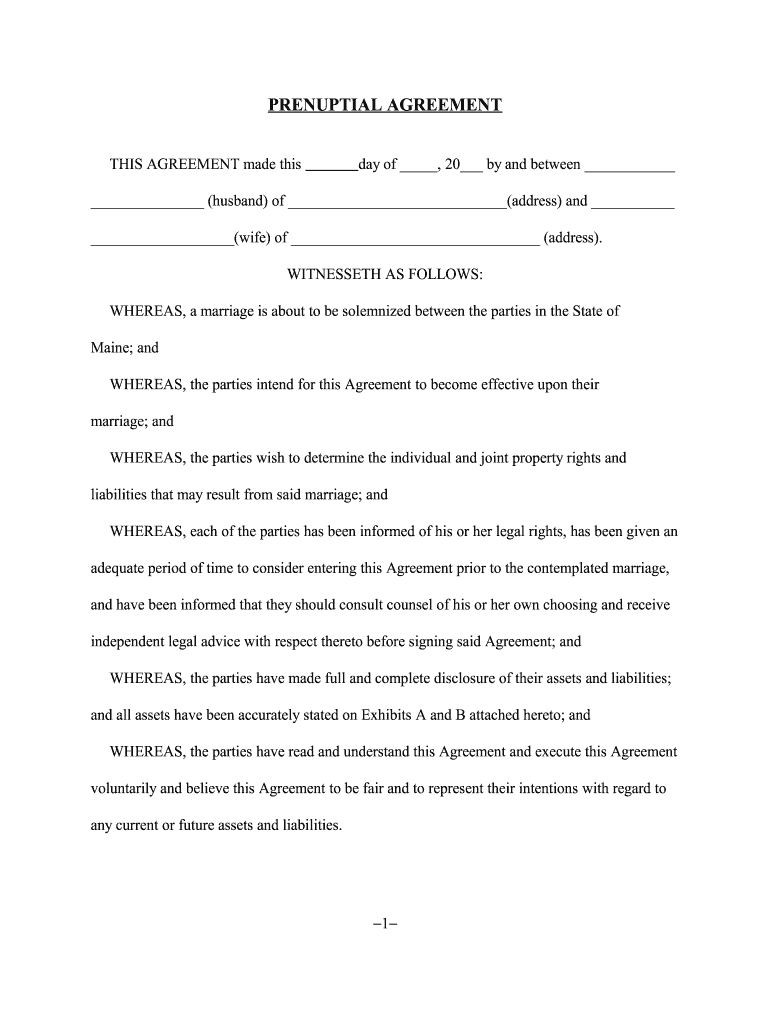 Prenuptial Agreement Template - Fill Online, Printable, Fillable with regard to Free Printable Prenuptial Agreement Form