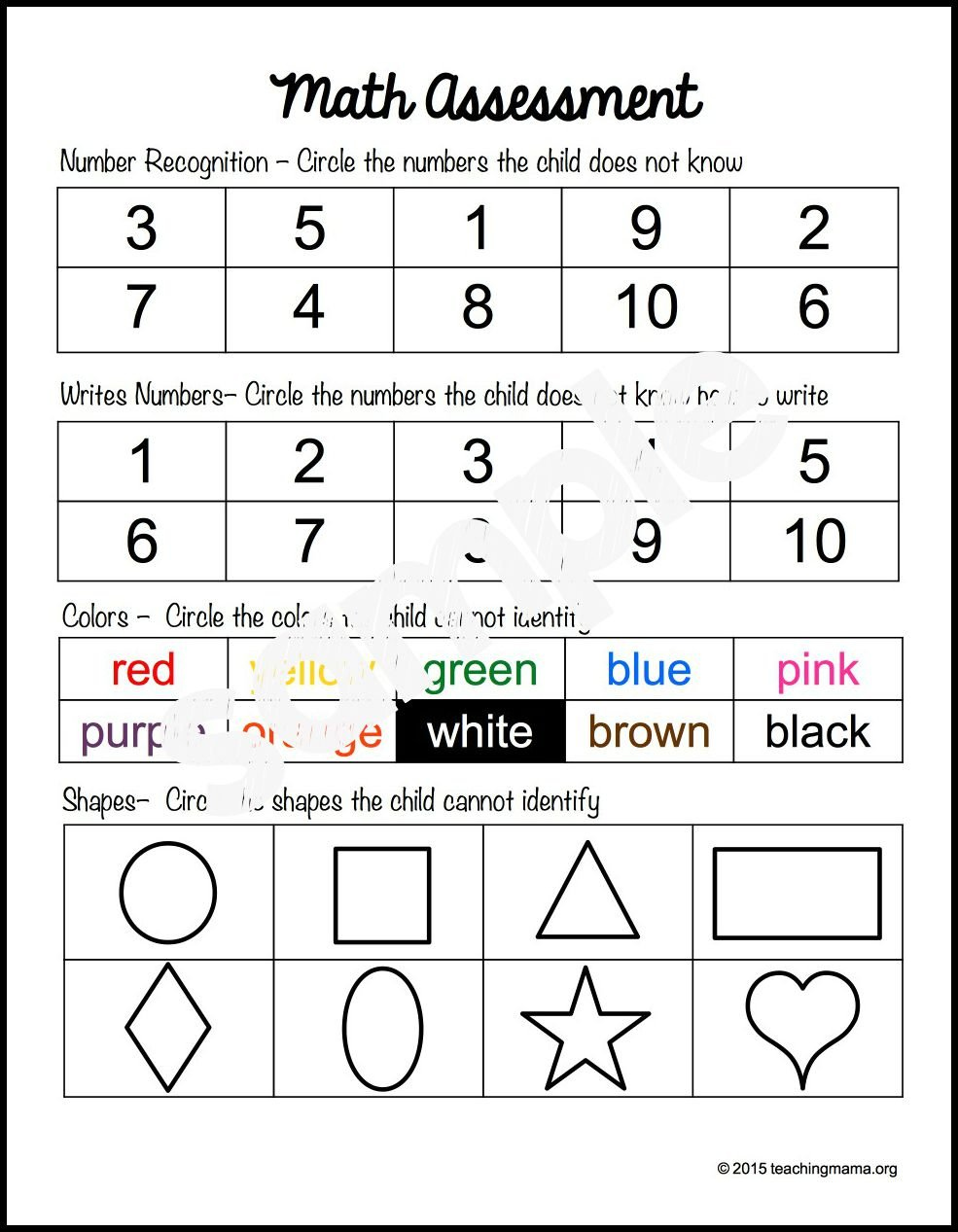 Preschool Assessment Forms - Teaching Mama within Preschool Assessment Forms Free Printable