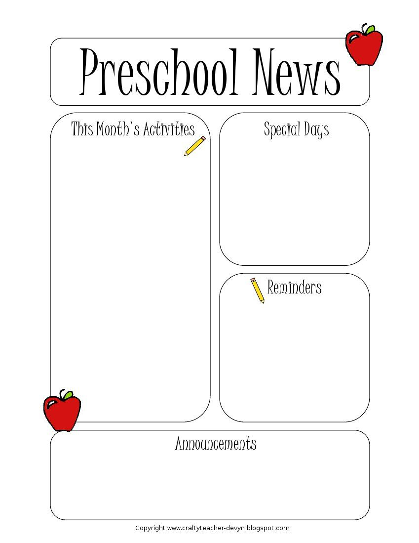 Preschool Newsletter Template | Free Microsoft Word Template with Free Printable Preschool Newsletter Templates