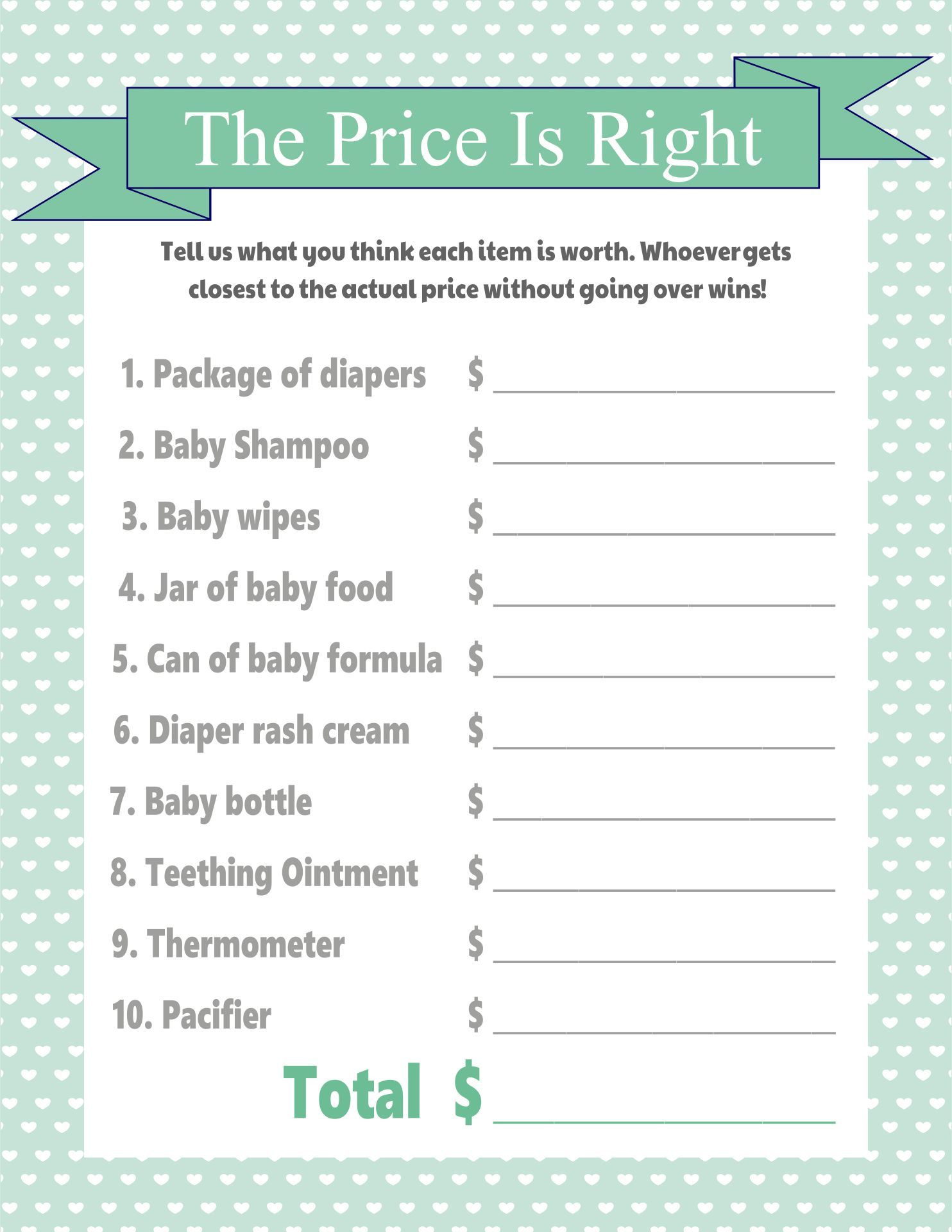 Price Is Right Baby Shower Template Printables | Free Baby Shower within Price Is Right Baby Shower Game Free Printable