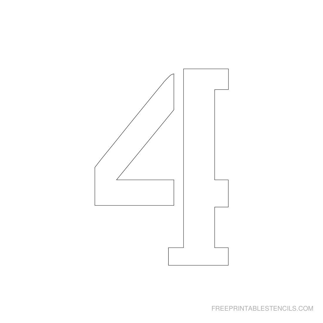 Printable 3 Inch Number Stencil 4 | Number Stencils, Free Stencils for Free Printable Number Stencils