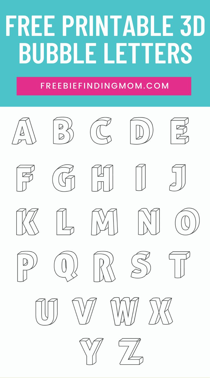 Printable 3D Bubble Letters Alphabet | Bubble Letters Alphabet within Free Printable 3D Letters