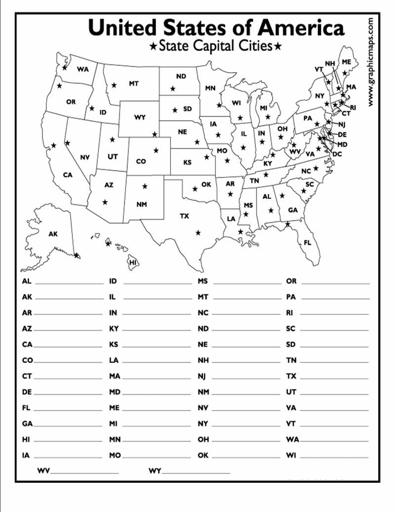 Printable 50 States Map Quiz regarding Free Printable States And Capitals Worksheets