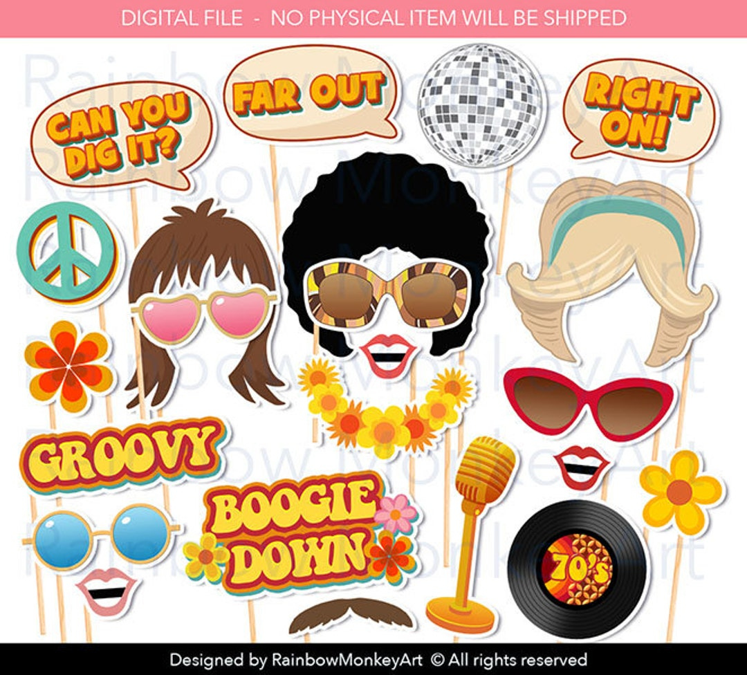 Printable 70S Photo Booth Props 70&amp;#039;S Style Photobooth Props 70S regarding Free Printable 70&amp;#039;S Photo Booth Props