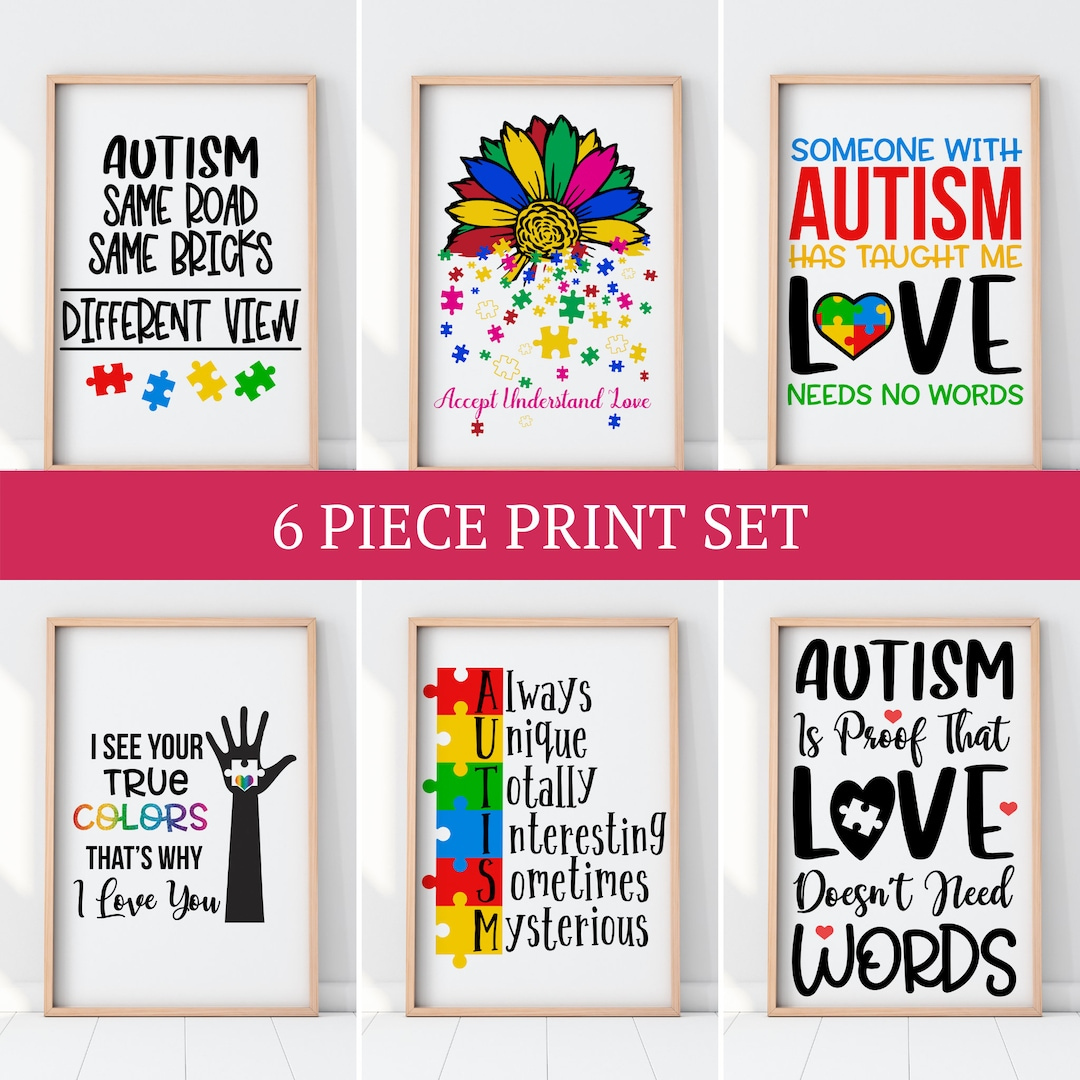 Printable Autism Awareness 6 Print Set, Kids Playroom regarding Free Printable Autism Awareness Posters