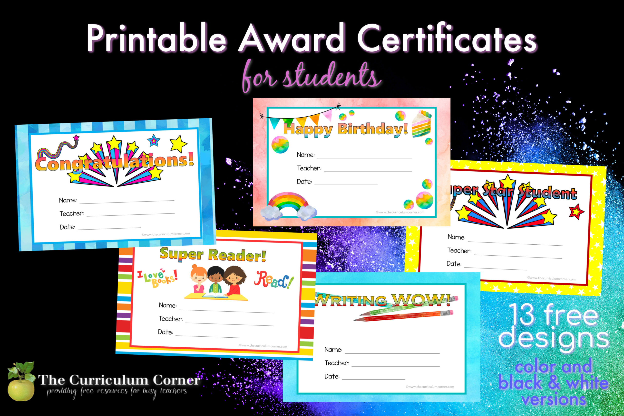 Printable Award Certificates - The Curriculum Corner 123 in Free Printable Awards