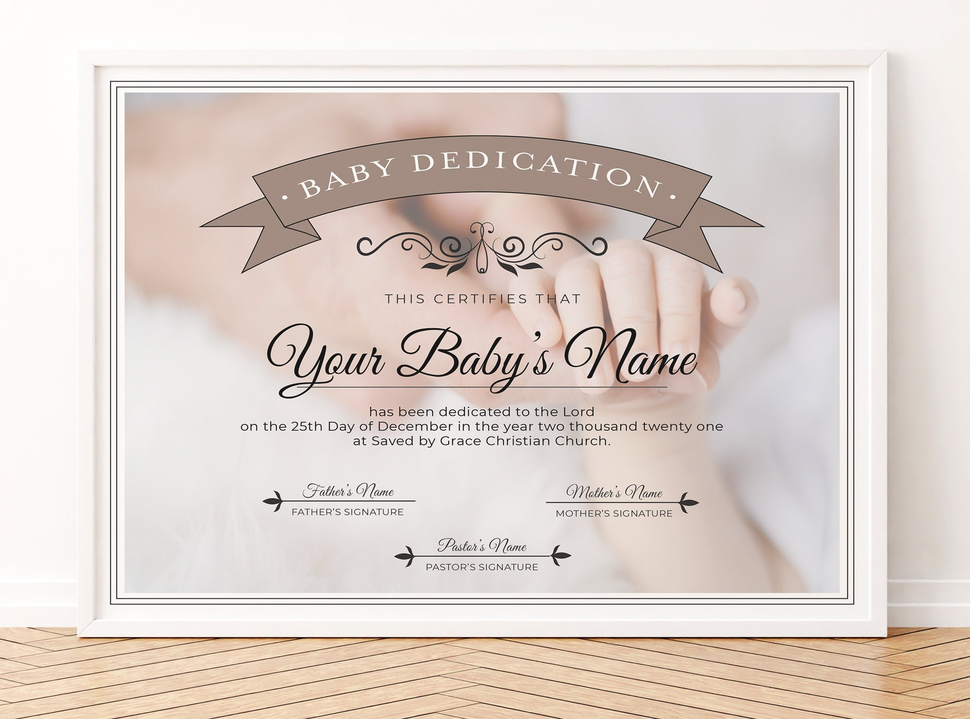 Printable Baby Dedication Certificate, Editable Baby Christening with regard to Free Baby Dedication Certificate Printable