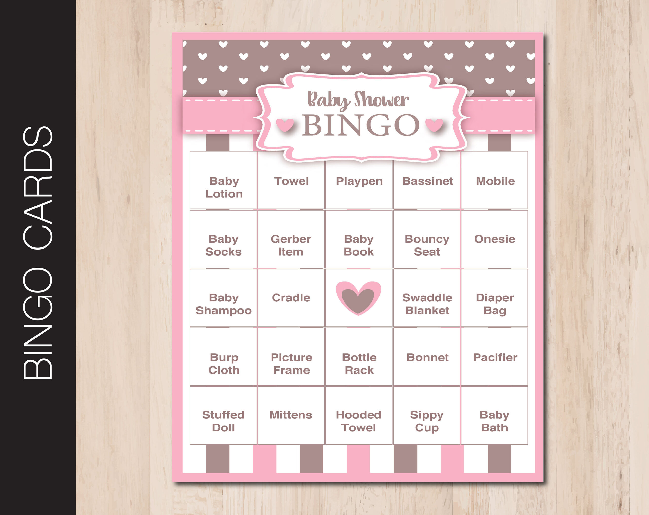 Printable Baby Shower Bingo Game. Pink And Brown Baby Girl. 40 pertaining to Baby Bingo Game Free Printable