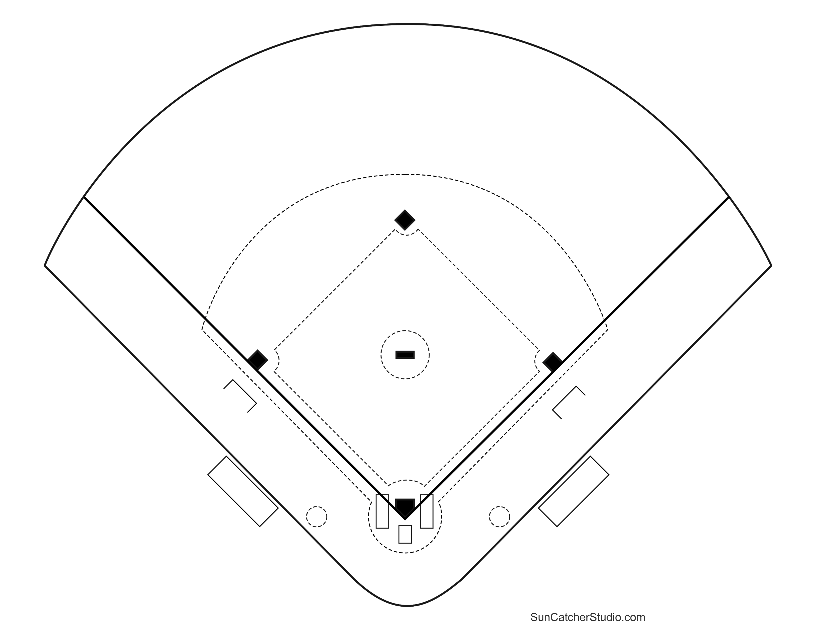 Printable Baseball Field Diagram (Softball Diamond) Templates with Free Printable Baseball Field Diagram