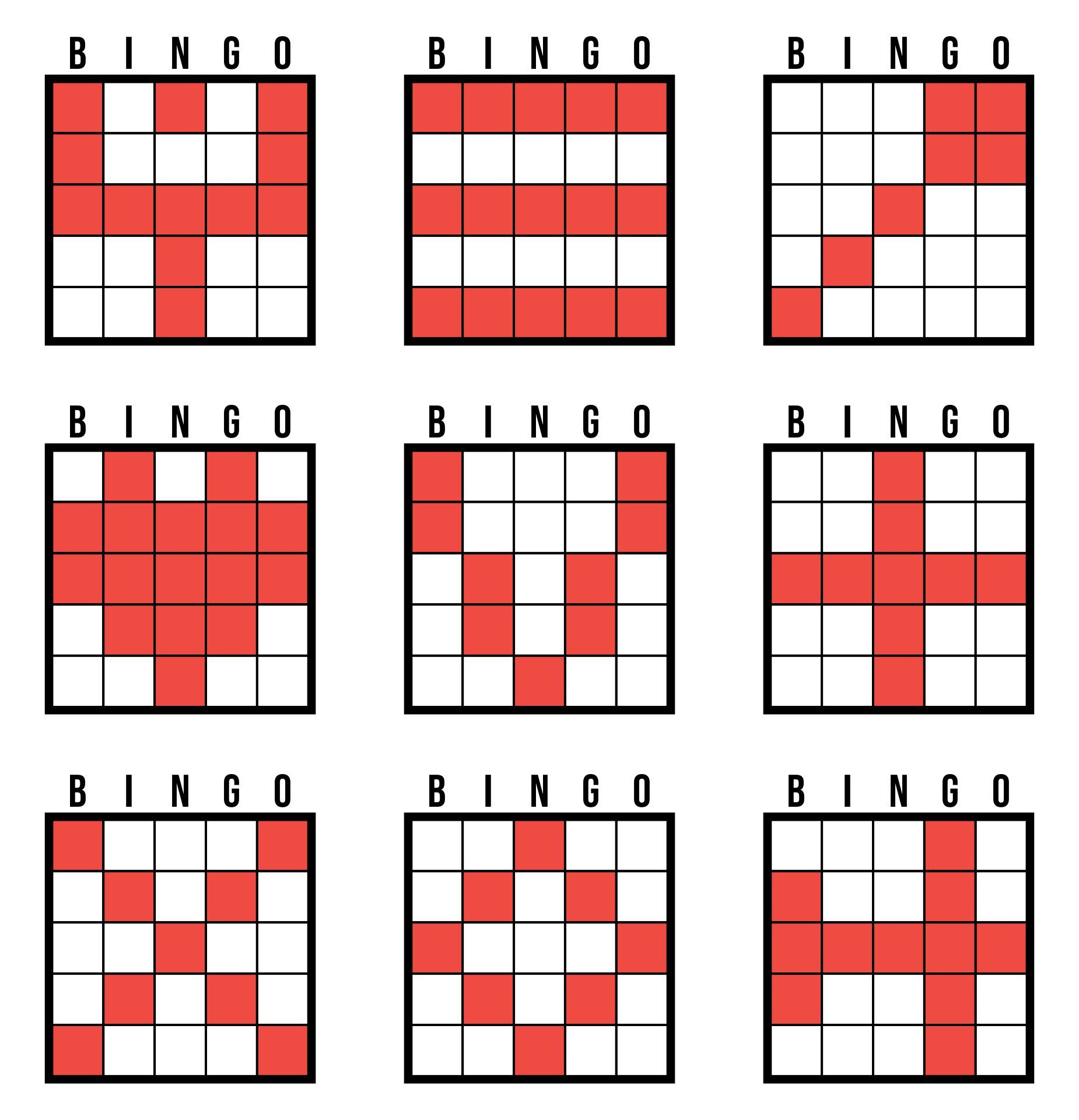 Printable Bingo Pattern Examples | Printablee | Bingo Patterns for Free Bingo Patterns Printable