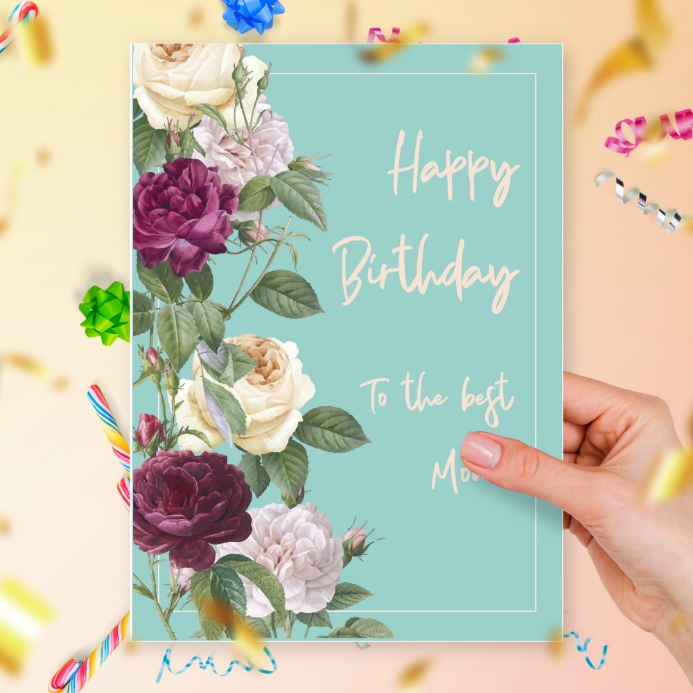 Printable Birthday Card For Mom With Peony Template Editable Online regarding Free Printable Birthday Cards for Mom