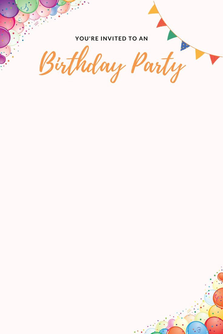 Printable Birthday Party Invitation Card Blank Template Free Pdf for Free Printable Birthday Invitation Cards Templates