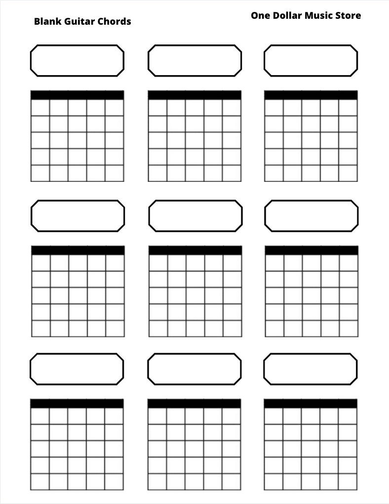 Printable Blank Guitar Chord Chart Instant Downloadnew Years intended for Free Printable Blank Guitar Chord Charts