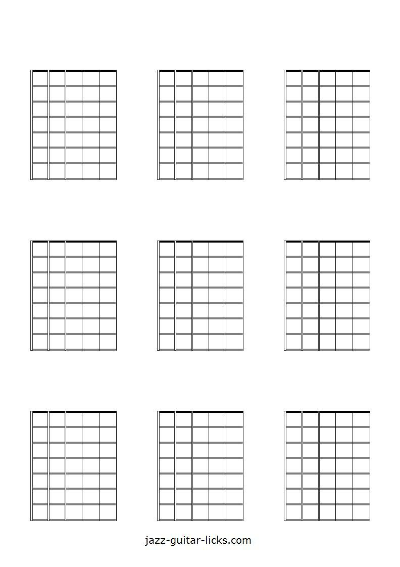 Printable Blank Guitar Neck Diagrams - Chord &amp;amp; Scale Charts with regard to Free Printable Blank Guitar Chord Charts