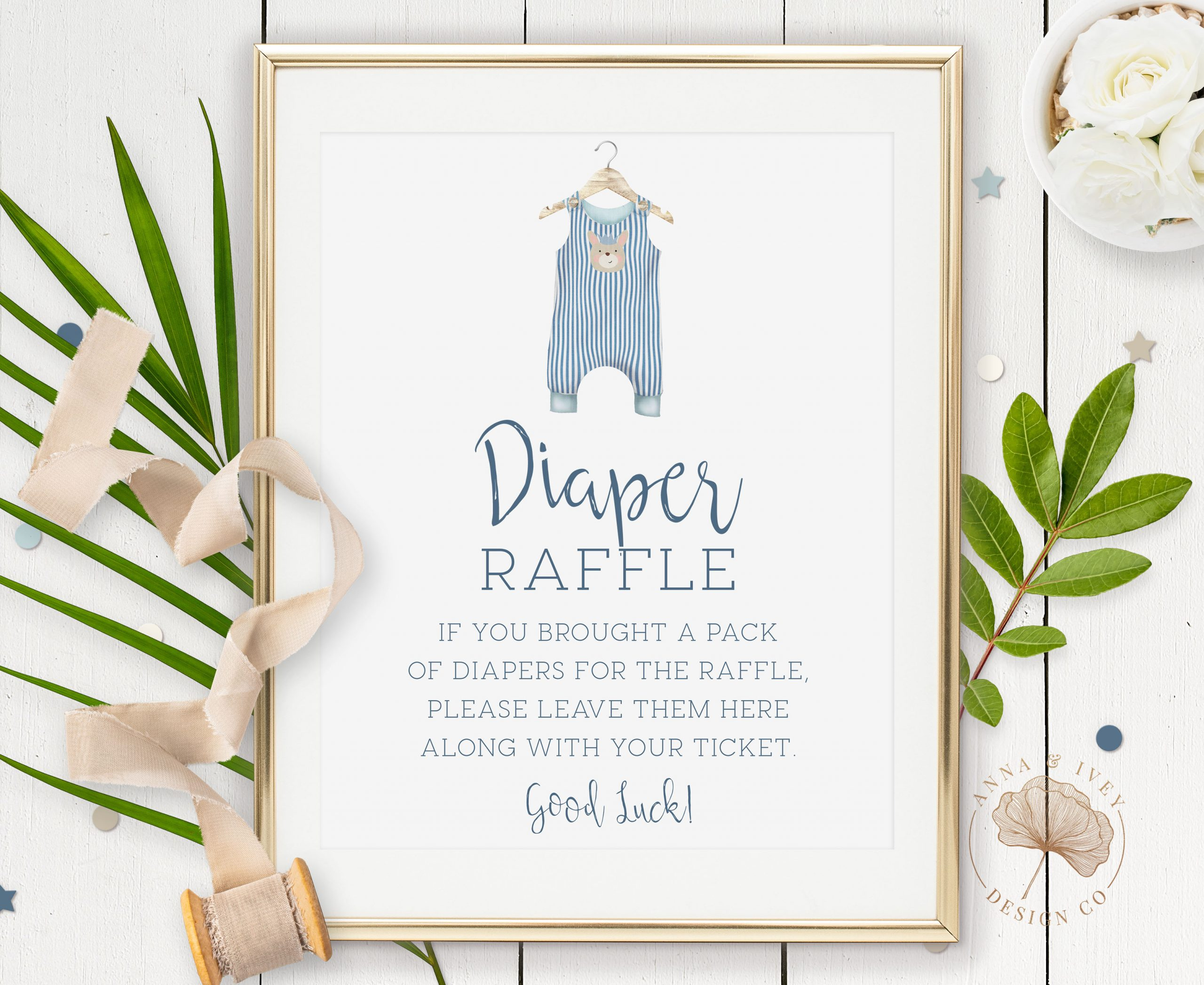 Printable Blue Onesie Diaper Raffle Sign - Anna &amp;amp; Ivey Design Co. in Free Printable Diaper Raffle Sign