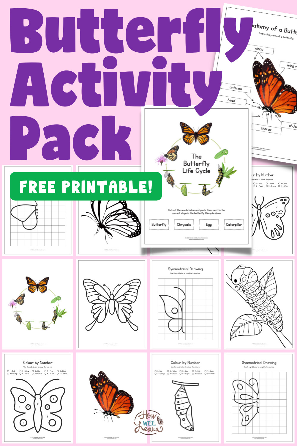 Printable Butterfly Worksheets - How Wee Learn for Free Printable Butterfly Worksheets