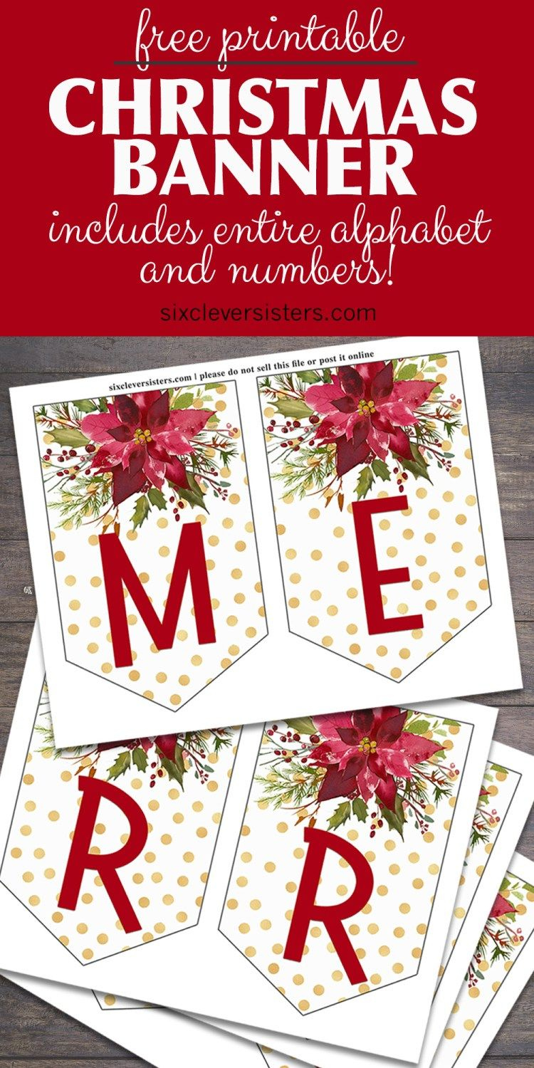 Printable Christmas Banner - Six Clever Sisters | Christmas Banner within Free Printable Christmas Banner