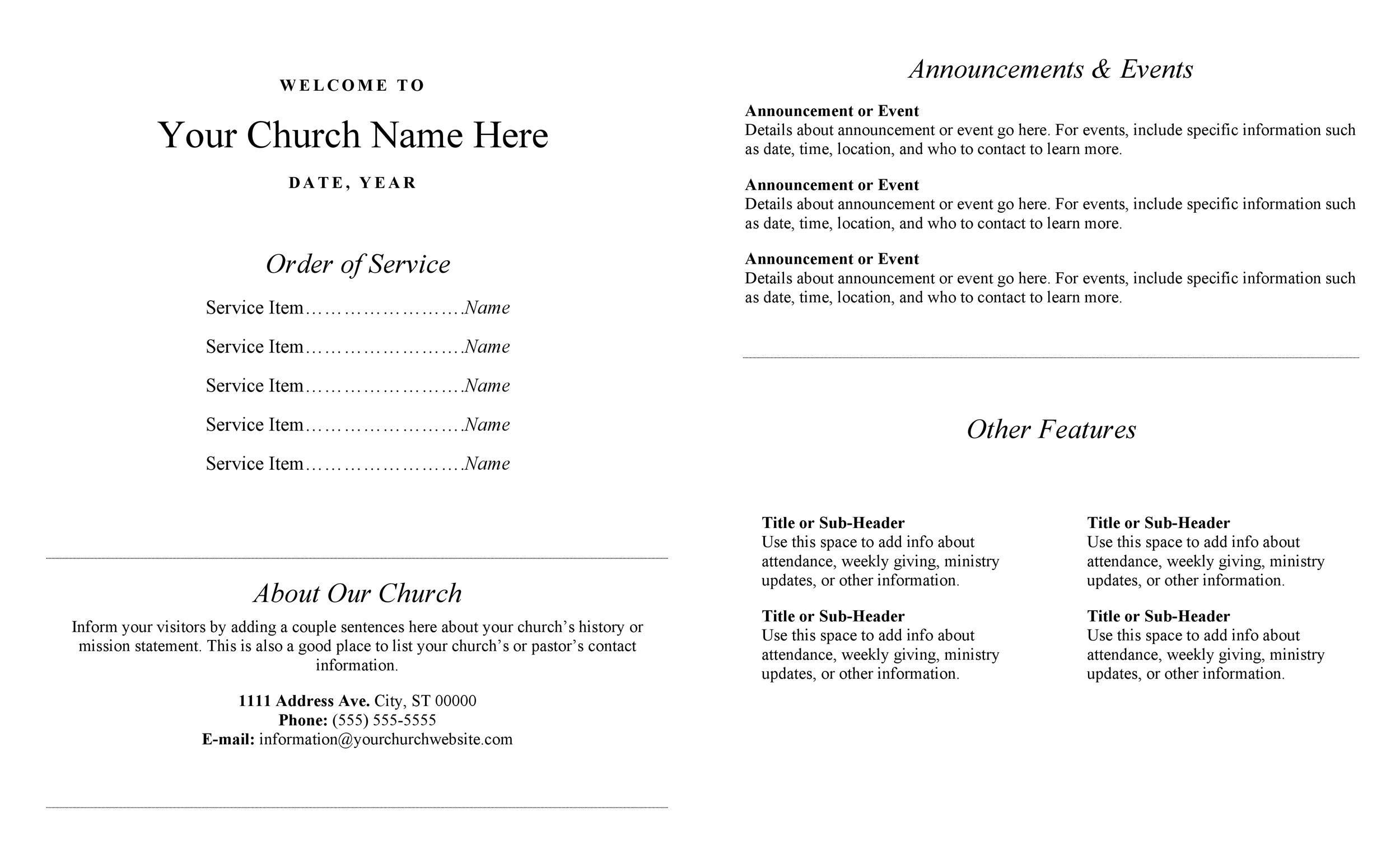 Printable Church Program Template Free Download - Printable inside Free Printable Church Programs