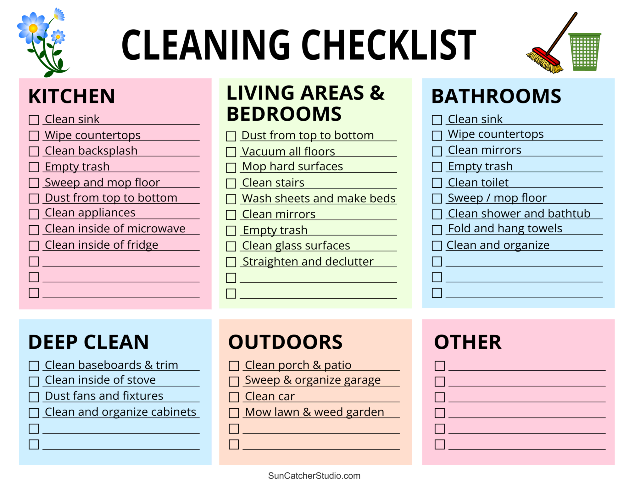 Printable Cleaning Schedule (Spring, Daily, &amp;amp; Weekly Checklists with Free Printable Cleaning Schedule Template