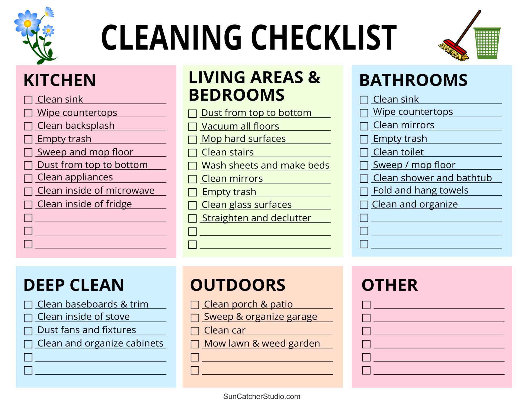 Printable Cleaning Schedule (Spring, Daily, &amp;amp; Weekly Checklists with regard to Free Printable Housework Checklist