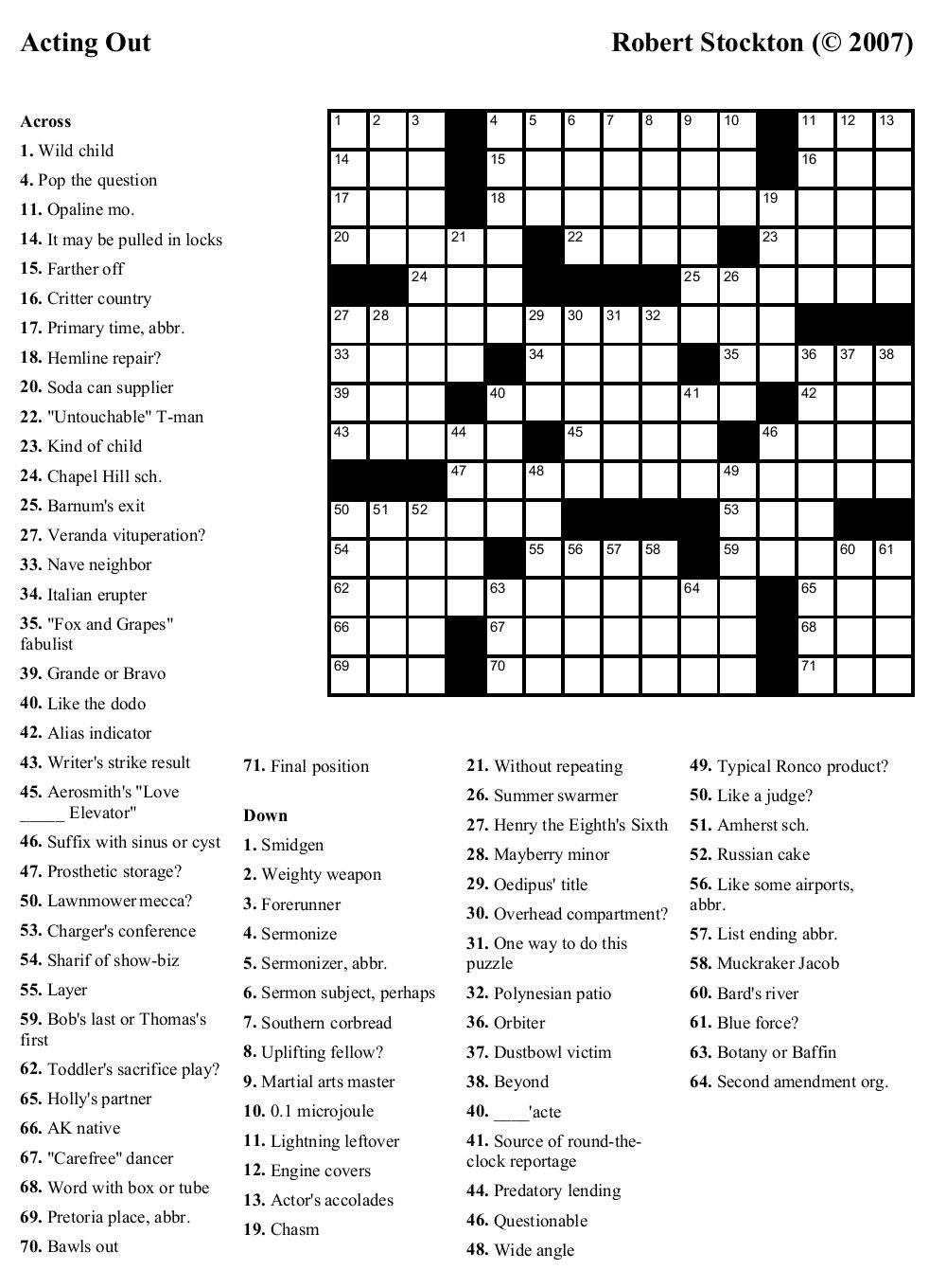 Printable Daily Crossword 2017 | Printable Crossword Puzzles, Free intended for Free Daily Printable Crossword Puzzles