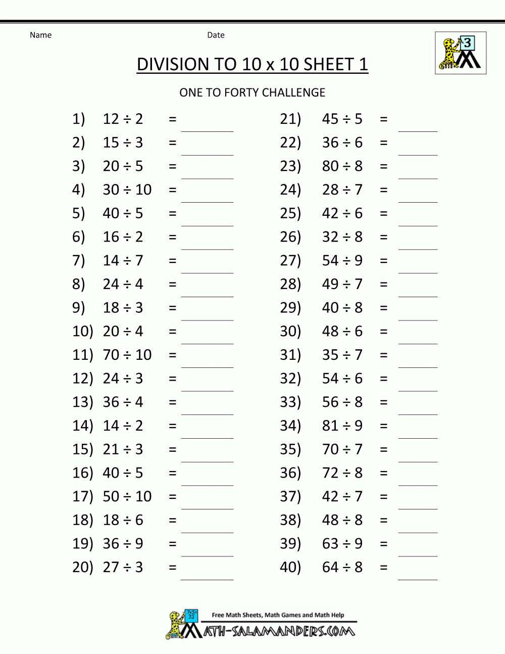 Printable Division Worksheets 3Rd &amp;amp; 4Th Grade inside Free Printable Division Worksheets Grade 3