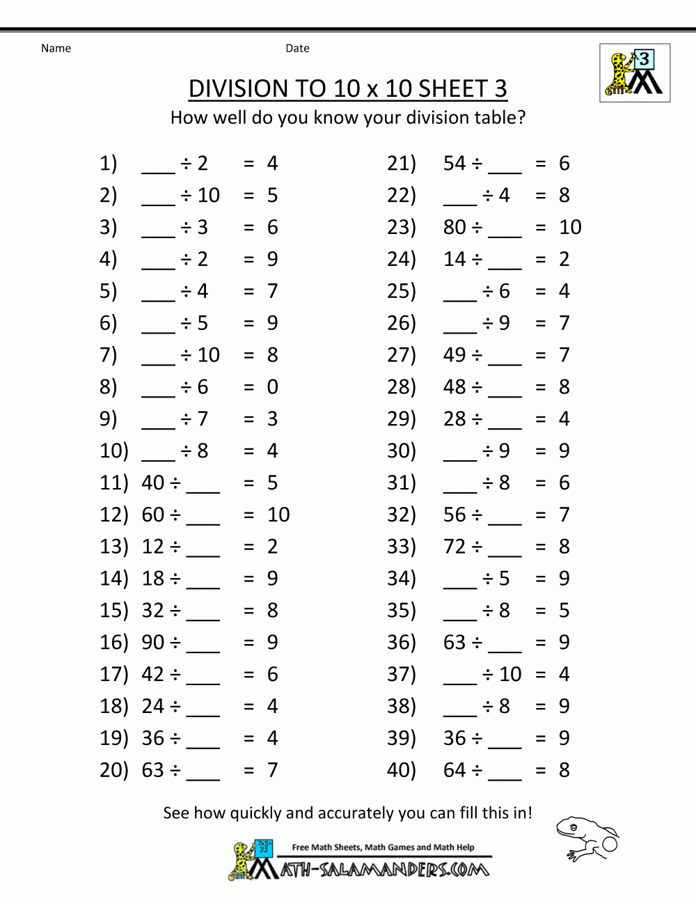 Printable Division Worksheets 3Rd &amp;amp; 4Th Grade with regard to Free Printable Division Worksheets Grade 3