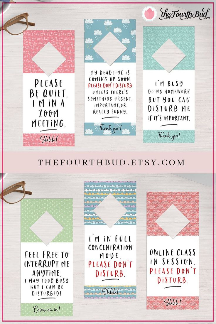 Printable Door Hangers / Set Of 6 / Online School Or Home School inside Free Printable Bedroom Door Signs