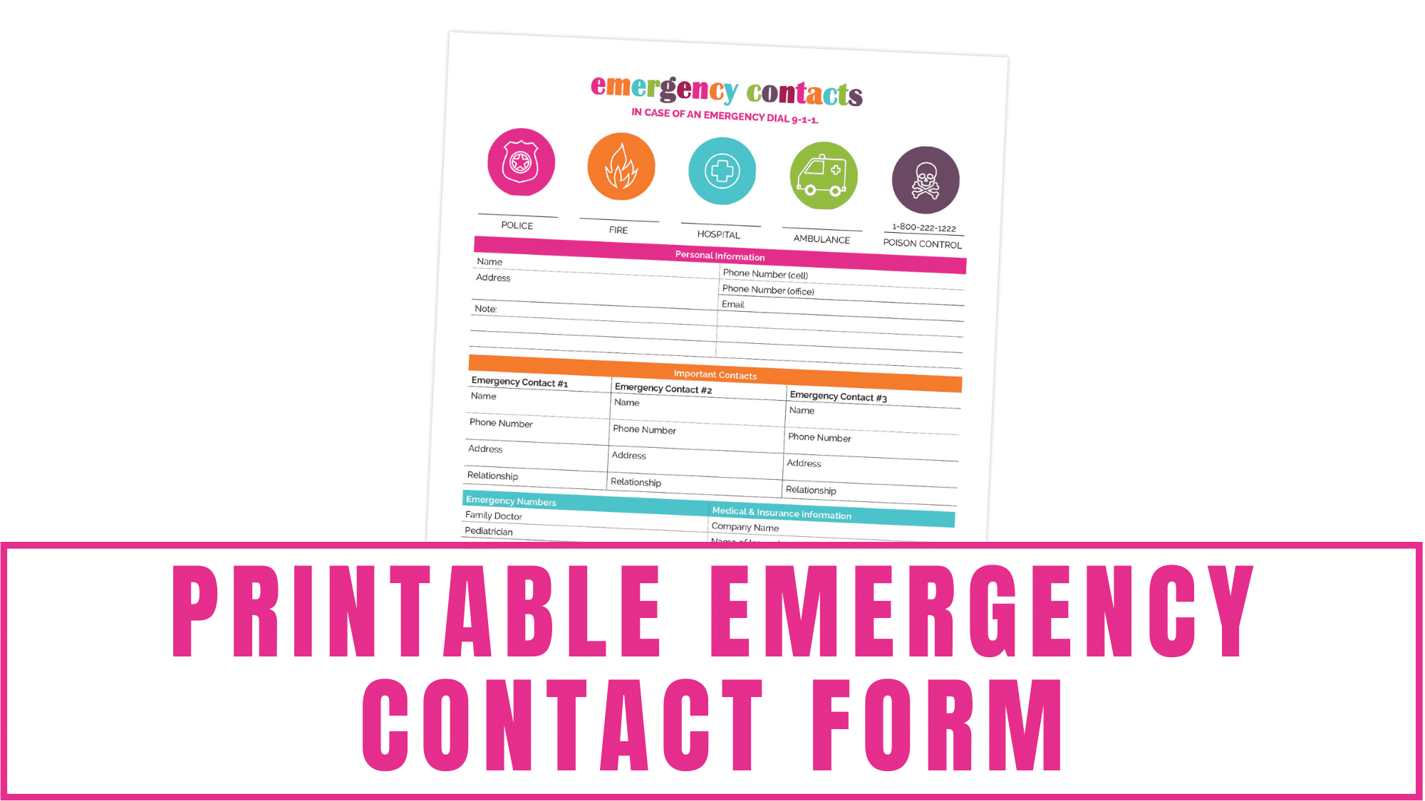 Printable Emergency Contact Form - Freebie Finding Mom within Free Printable Emergency Phone List