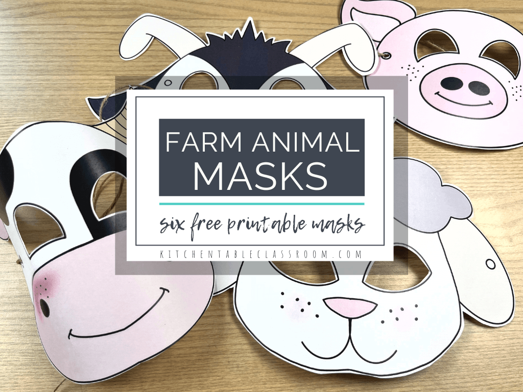 Printable Farm Animal Masks - The Kitchen Table Classroom inside Animal Face Masks Printable Free