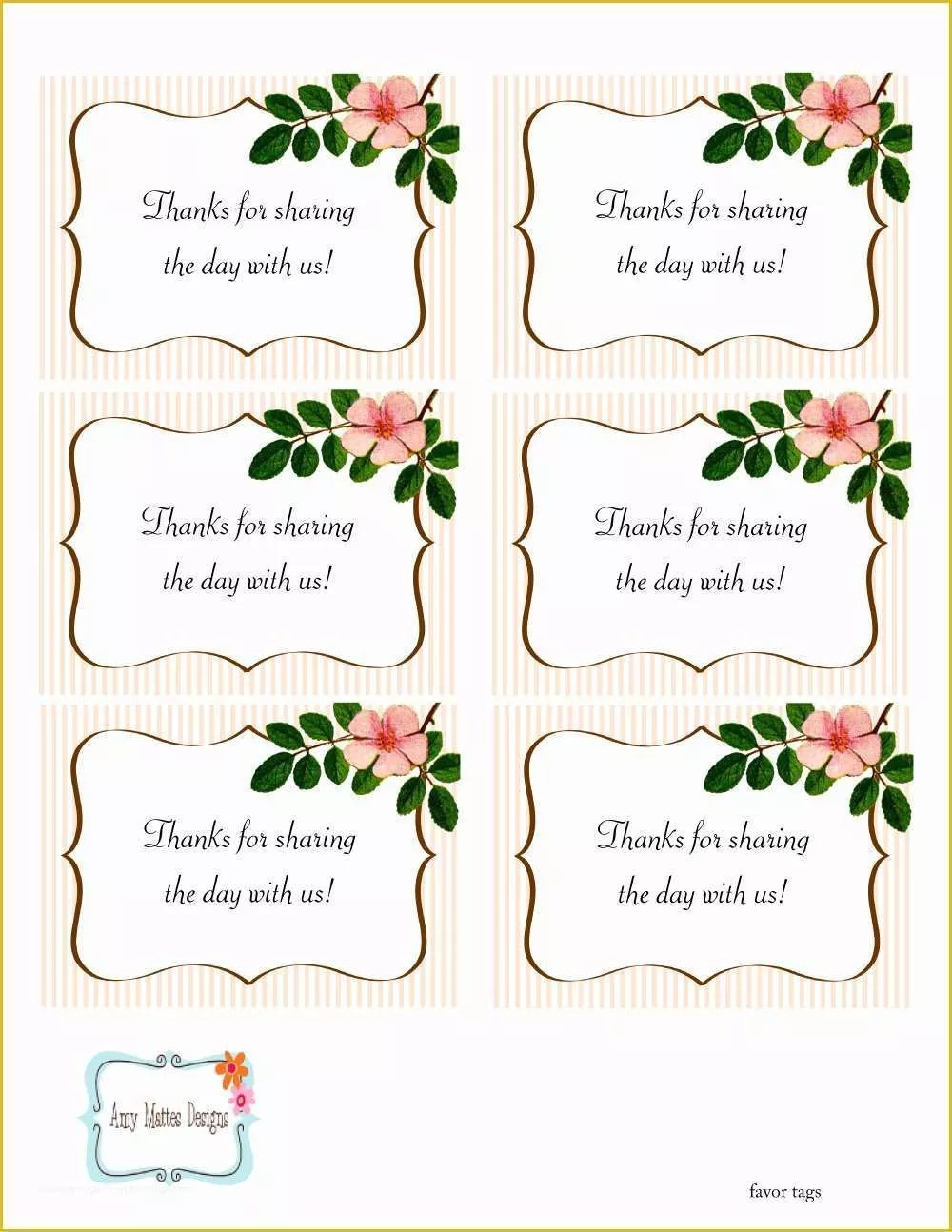 Printable Favor Tags with regard to Free Printable Wedding Favor Tags