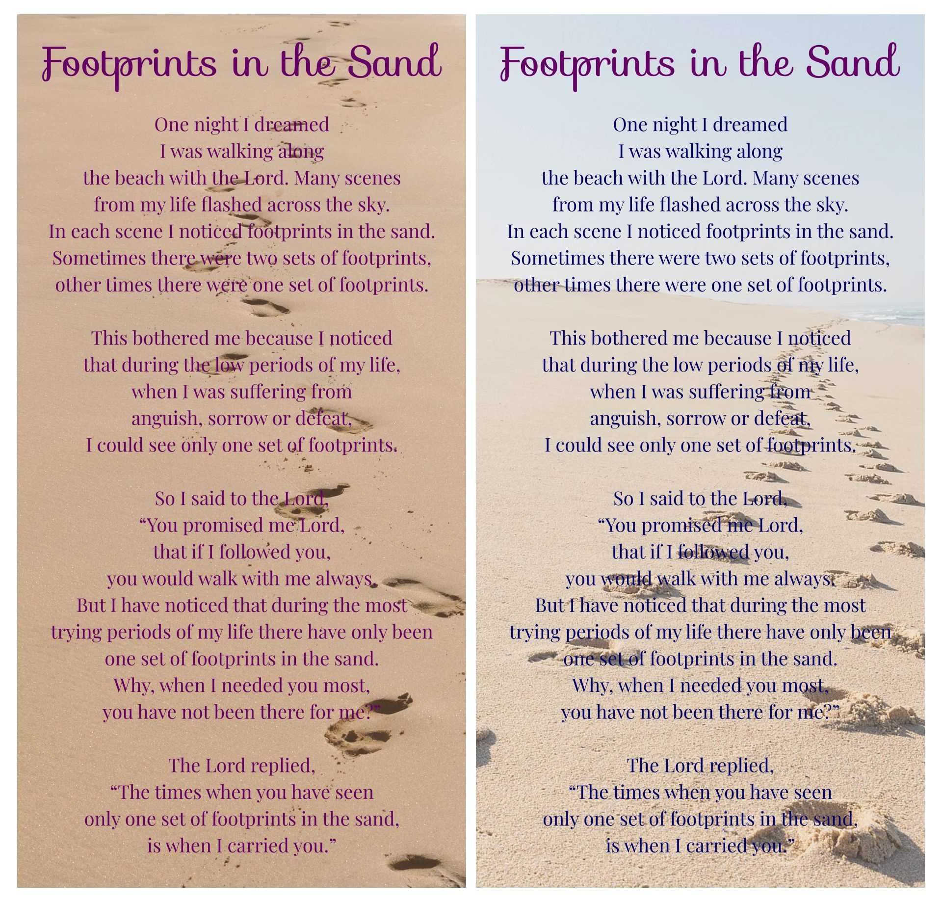 Printable Footprints In The Sand | Printablee | Footprints In The in Footprints In The Sand Printable Free