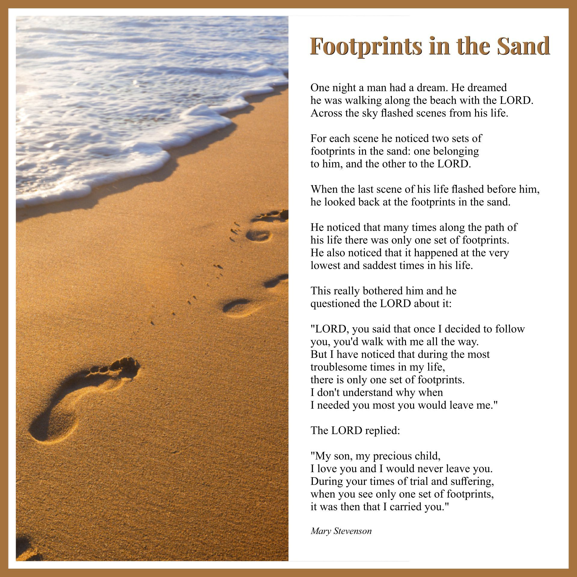 Printable Footprints In The Sand | Printablee | Footprints In The throughout Footprints in the Sand Printable Free