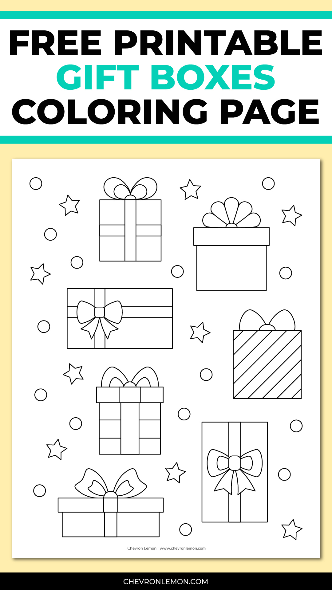 Printable Gift Boxes Coloring Page - Chevron Lemon throughout Free Printable Gift Boxes