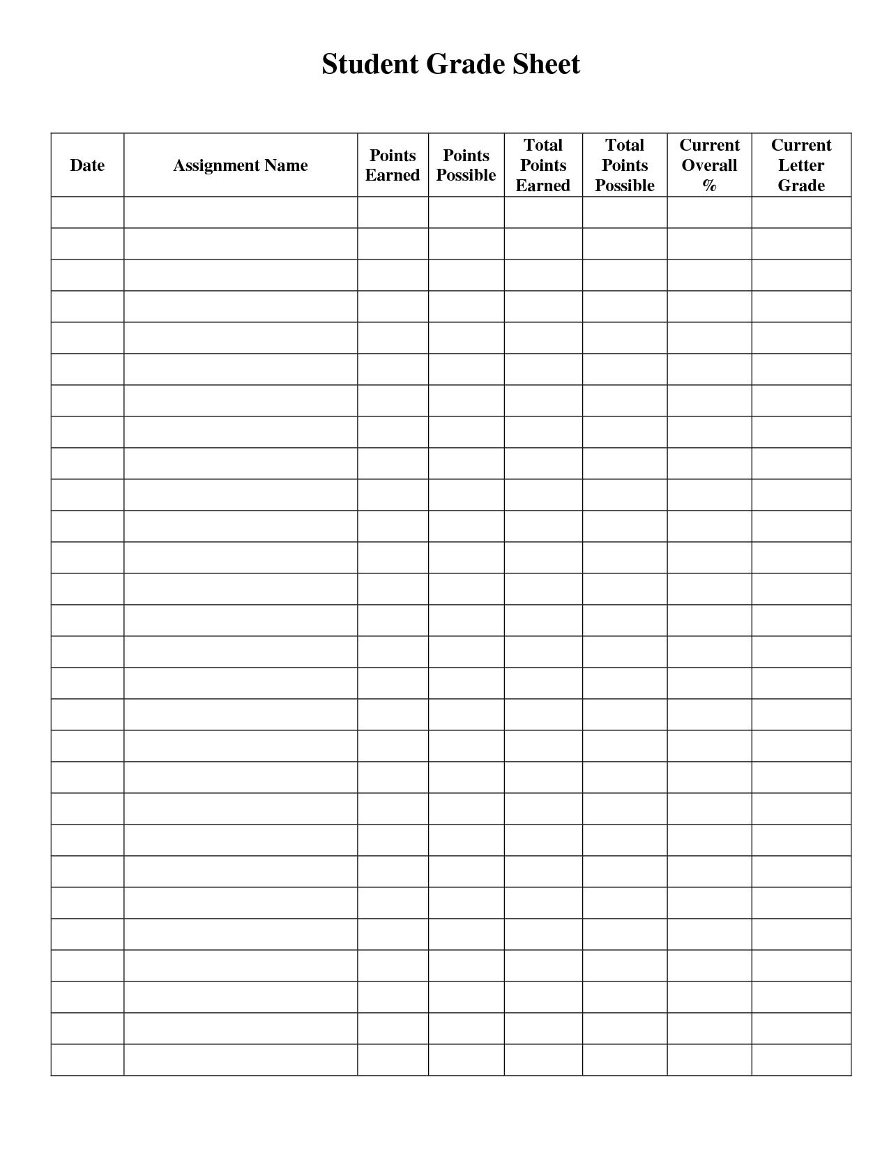 Printable Grade Sheets For Teachers | Printablee | Student Grade intended for Free Printable Grade Sheet