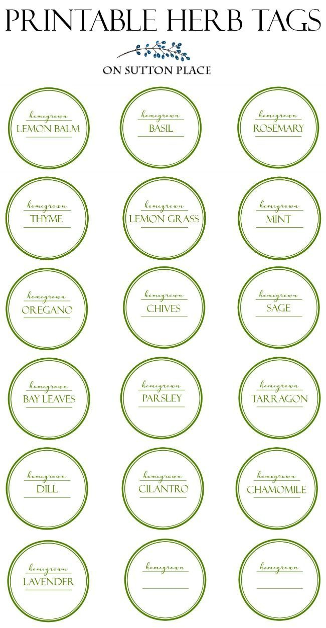 Printable Herb Tags For Storing Dried Herbs - On Sutton Place within Free Printable Herb Labels